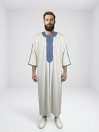 Akhi Made Collection - White and Blue Thobe