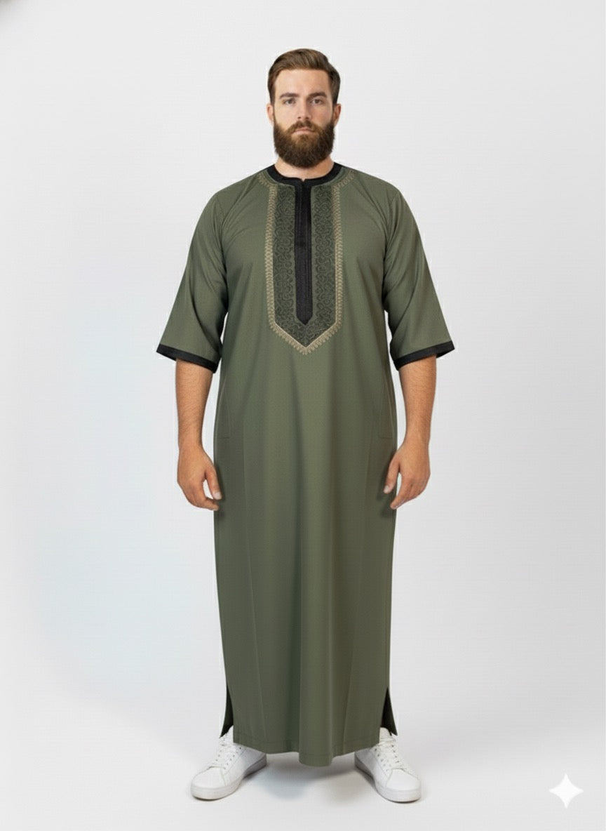 Premium Moroccan Thobe 3/4 Sleeve - Uthman